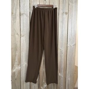 Susan Graver Essentials Liquid Knit Pants Womens MT Brown Pull On Stretch